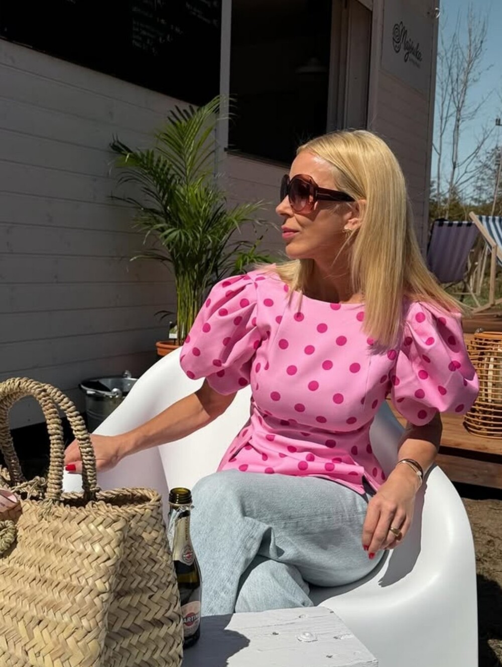 ZARA POLKA DOT PUFF SLEEVE TOP